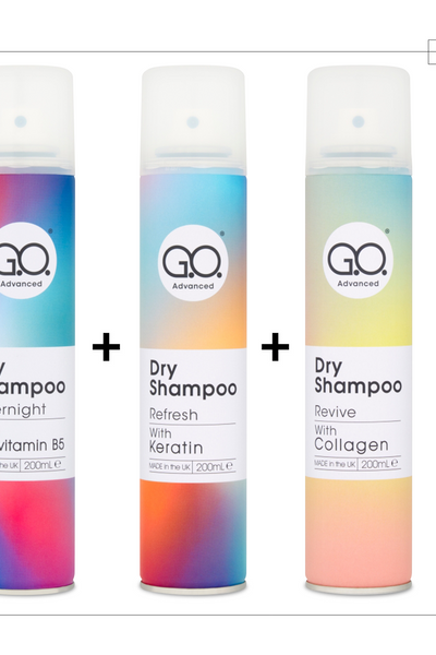 Girlz Only G.O. Advanced™ Shampo Seco Kit x3 (Revive con Colágeno, Refresh con Keratina y Pro Vitamina B5)