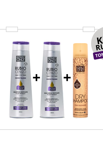 KIT para RUBIAS Blondz Only Rubio Cenizo (Shampoo Blondz 1 und, 1 und Macarilla Blondz Only 350ml y 1 und Girlz Only Shampoo Seco Blonde )