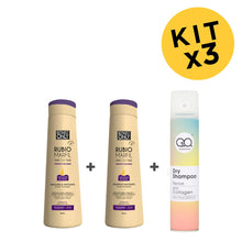 Cargar imagen en el visor de la galería, Kit x3 Blondz Only Rubio Marfil - Shampoo + Mascarilla Matizante + Dry Shampoo Colágeno