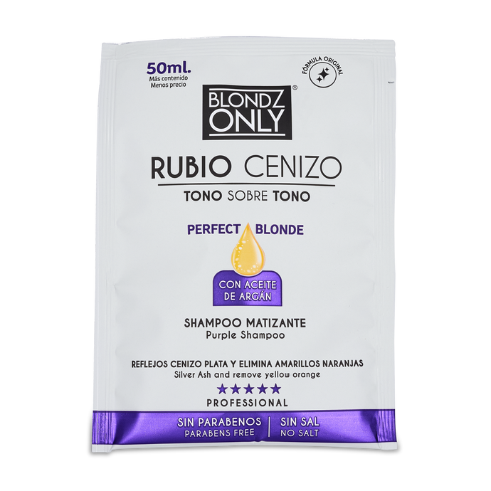 Blondz Only Sachet Shampoo Matizante Cenizo con Aceite de Argán 50 ML