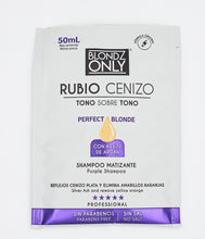 Cargar imagen en el visor de la galería, Blondz Only Shampoo Matizante Rubio Cenizo con Aceite de Argán CAJA SACHET 12 UND
