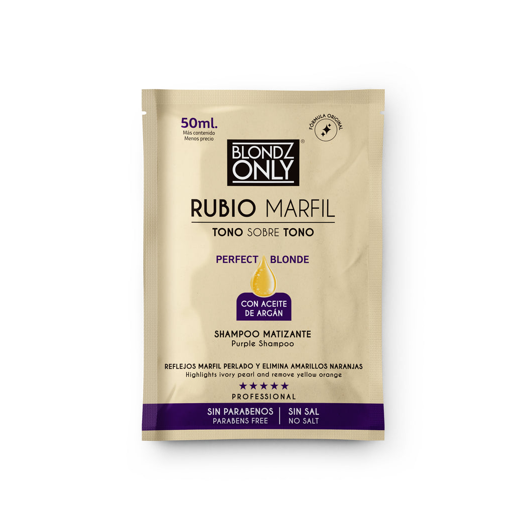 Blondz Only Sachet Shampoo Matizante Rubio Marfil con Aceite de Argán 50 ML